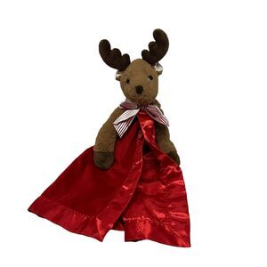 Bearington Baby reindeer baby lovey satin plush Christmas security blanket